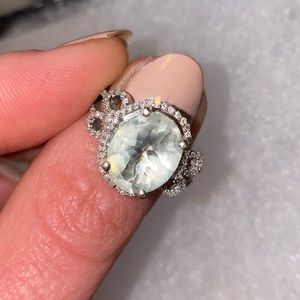 Stunning White Gold/Aquamarine/Diamond Ring, 6